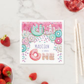 Aangepersonaliseerde Donut Sprinkles First Birthda Servet (Insitu)
