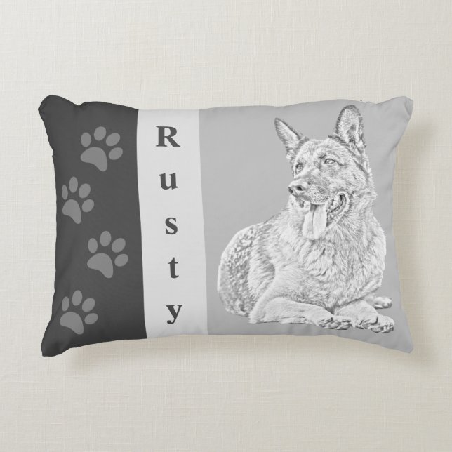 Aangepersonaliseerde Duitse sjepherd Accent Pillow Kussen (Voorkant)