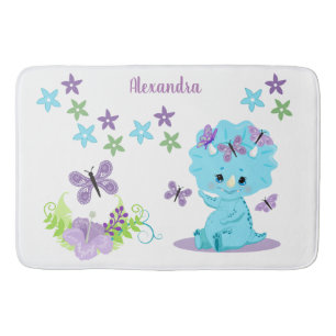 Aangepersonaliseerde Floral Baby Dinosaur Badmat