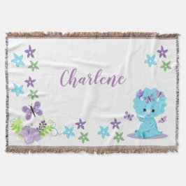 Aangepersonaliseerde Floral Baby Dinosaur Deken