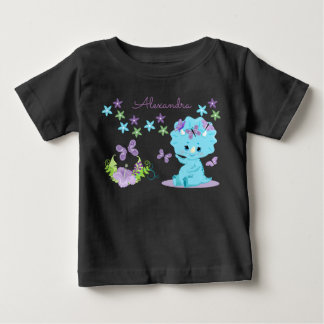 Aangepersonaliseerde Floral Blue Baby Dinosaur