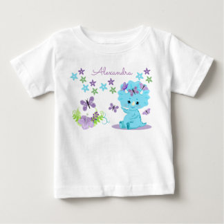 Aangepersonaliseerde Floral Blue Baby Dinosaur