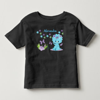 Aangepersonaliseerde Floral Blue Baby Dinosaur Kinder Shirts