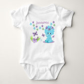 Aangepersonaliseerde Floral Blue Baby Dinosaur Romper (Voorkant)