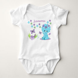 Aangepersonaliseerde Floral Blue Baby Dinosaur Romper