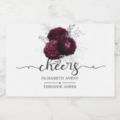 Aangepersonaliseerde Floral Burgundy Wedding Sparkling Wijnetiket (Enkel label)