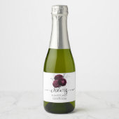Aangepersonaliseerde Floral Burgundy Wedding Sparkling Wijnetiket (Voorkant)