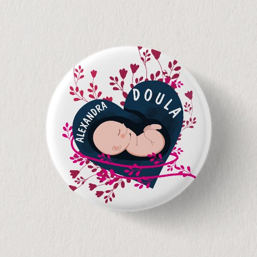 Aangepersonaliseerde Floral Doula Ronde Button 3,2 Cm (Voorkant)