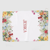 Aangepersonaliseerde Floral Garden Colorful Flower Golfhanddoek (Horizontaal)