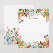Aangepersonaliseerde Floral Garden Colorful Flower Notitiekaartje (Voorkant / Achterkant)