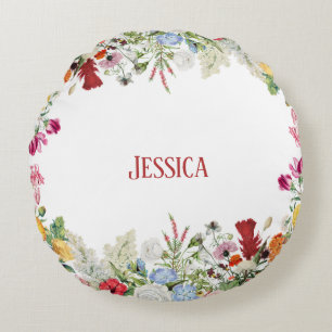 Aangepersonaliseerde Floral Garden Colorful Flower Rond Kussen