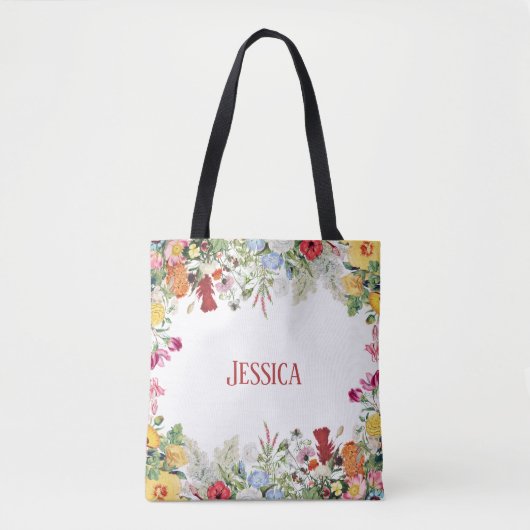 Aangepersonaliseerde Floral Garden Colorful Flower Tote Bag (Voorkant)