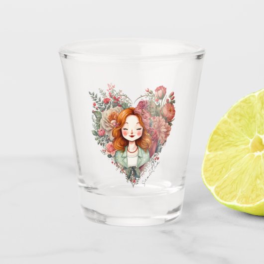 Aangepersonaliseerde Floral Lady Shot Glas (Voorkant)
