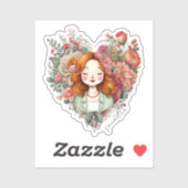 Aangepersonaliseerde Floral  Lady Sticker (Vel)