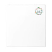 Aangepersonaliseerde "Floral Monogram Cheery Flowe Notitieblok (Voorkant)