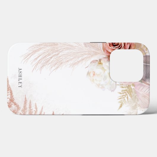 Aangepersonaliseerde Floral Pampas Grass Boho Terr Case-Mate iPhone Case (Achterkant (horizontaal))
