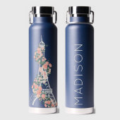 Aangepersonaliseerde Floral Paris Eiffel Tower Nav Waterfles