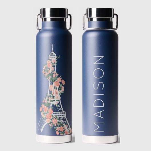 Aangepersonaliseerde Floral Paris Eiffel Tower Nav Waterfles