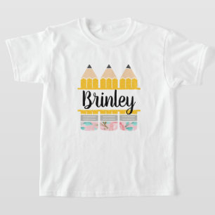 Aangepersonaliseerde Floral Pencil Trio T-shirt
