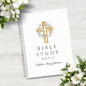 Aangepersonaliseerde Floral Wreath Religious Cross Notitieboek