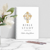 Aangepersonaliseerde Floral Wreath Religious Cross Notitieboek