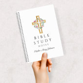 Aangepersonaliseerde Floral Wreath Religious Cross Notitieboek