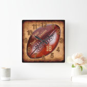 Aangepersonaliseerde  Football Decor NAME, NUMMER Vierkante Klok (Huis)