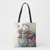Aangepersonaliseerde Funny Nurse Floral Stethoscoo Tote Bag (Voorkant)