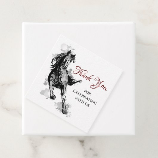 Aangepersonaliseerde galoping Horse Birthday Harte Bedankjes Labels (In situ)