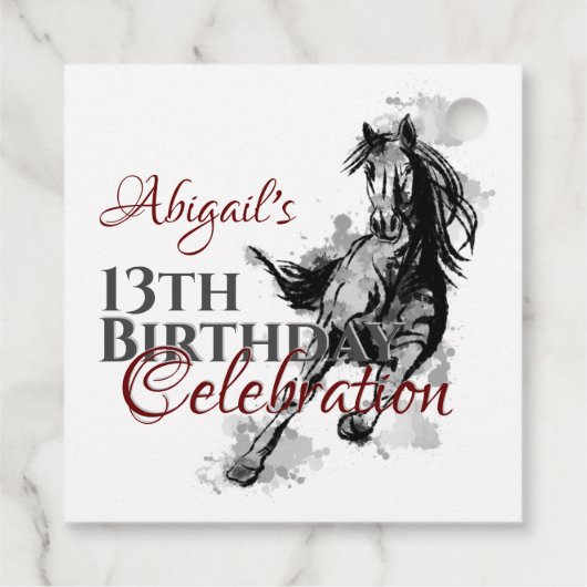 Aangepersonaliseerde galoping Horse Birthday Harte Bedankjes Labels (Achterkant)