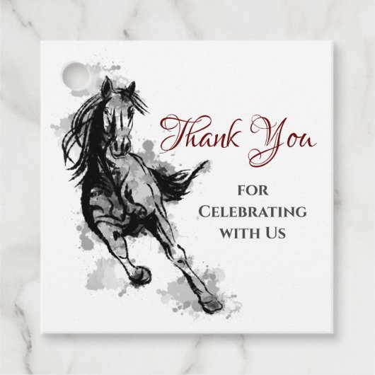 Aangepersonaliseerde galoping Horse Birthday Harte Bedankjes Labels (Voorkant)