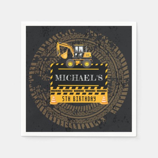 Aangepersonaliseerde geboortedag onder bouw servet (Voorkant)