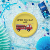 Aangepersonaliseerde Gele Rode Vuurvechtpartij Papieren Bordje (Feest)