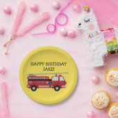 Aangepersonaliseerde Gele Rode Vuurvechtpartij Papieren Bordje (Feest)