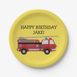 Aangepersonaliseerde Gele Rode Vuurvechtpartij Papieren Bordje
