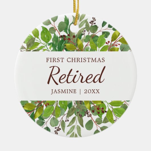 Aangepersonaliseerde Greenery Keramisch Ornament (Voorkant)