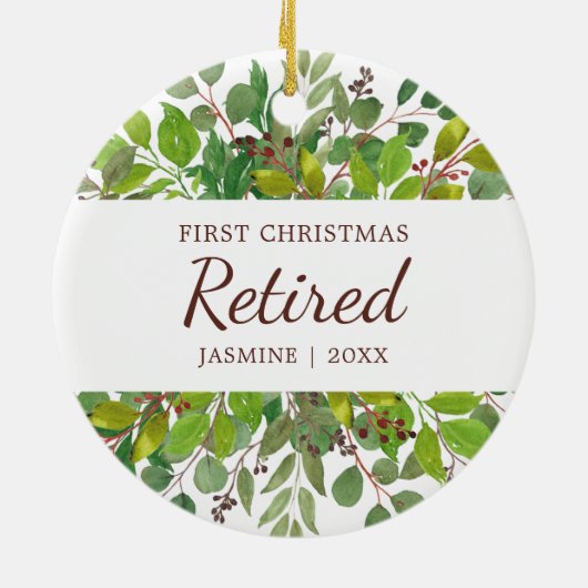 Aangepersonaliseerde Greenery Keramisch Ornament (Achterkant)