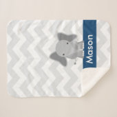 Aangepersonaliseerde grijze marine Blue Chevron El Sherpa Deken (Voorkant (horizontaal))
