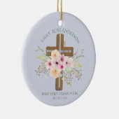 Aangepersonaliseerde Heilige Communie Floral Cross Keramisch Ornament (Rechts)