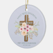 Aangepersonaliseerde Heilige Communie Floral Cross Keramisch Ornament (Links)