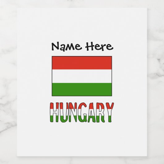 Aangepersonaliseerde Hongaarse en Hongaarse vlag Wijn Etiket (Enkel label)