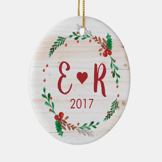 Aangepersonaliseerde Initialen van Couple Keramisch Ornament (Rechts)