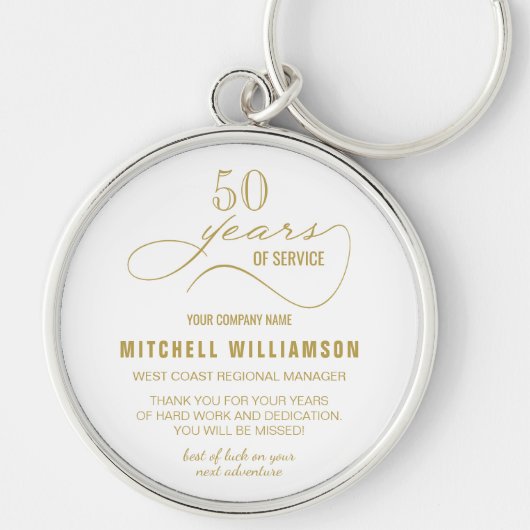 Aangepersonaliseerde jaren van service pensionerin sleutelhanger (Voorkant)