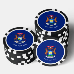 Aangepersonaliseerde Jouw tekst Michigan State Fla Poker Chips