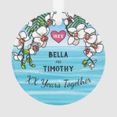 Aangepersonaliseerde Jubileum Tropische Beach Orch Ornament (achterkant)