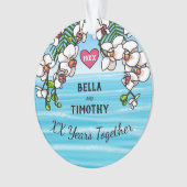 Aangepersonaliseerde Jubileum Tropische Beach Orch Ornament (voorkant)
