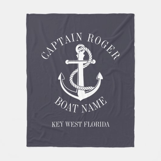 Aangepersonaliseerde kapitein Nautical Anchor Boat Fleece Deken (Voorkant)