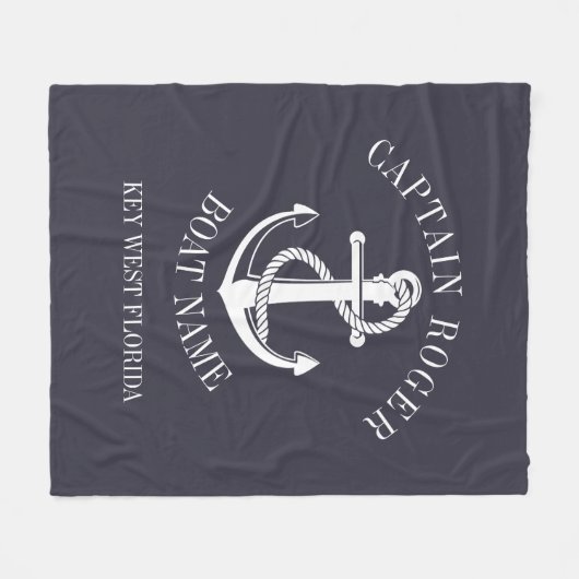 Aangepersonaliseerde kapitein Nautical Anchor Boat Fleece Deken (Voorkant (Horizontaal))