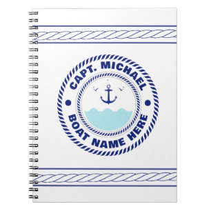 Aangepersonaliseerde kapitein Nautical Anchor Boat Notitieboek