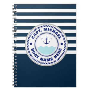Aangepersonaliseerde kapitein Nautical Anchor Boat Notitieboek